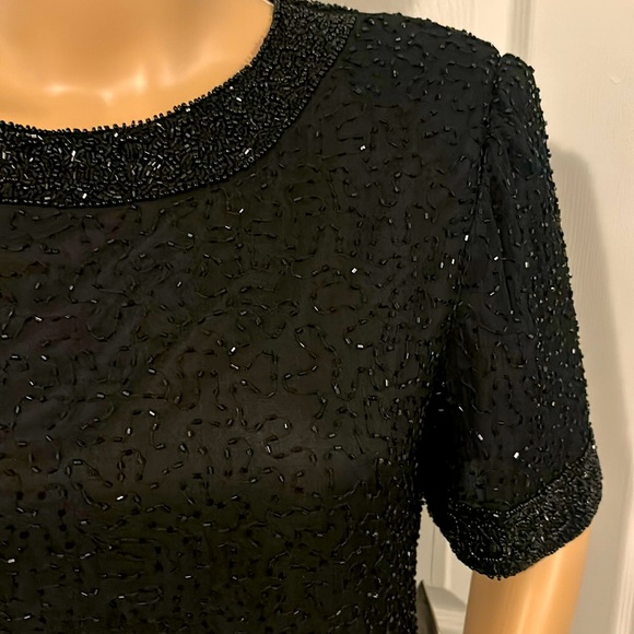 NWT VINTAGE 80’S LAURENCE KAZAR SILK SEQUIN EVENING GOWN FROM HOLT RENFREW SZ S - Picture 3 of 13